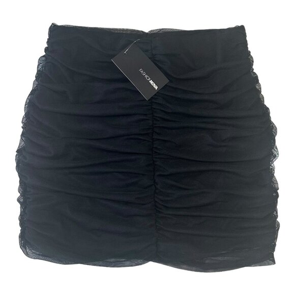 FASHIONNOVA Women SZ XL Black Really Meshed Mini Skirt -New -Stretch Material - Picture 5 of 8